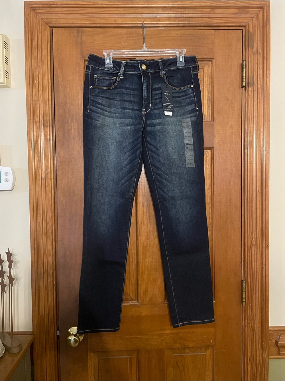 American Eagle Outfitters Dark Indigo Super Lycra Stretch Skinny Jeans, Size 12